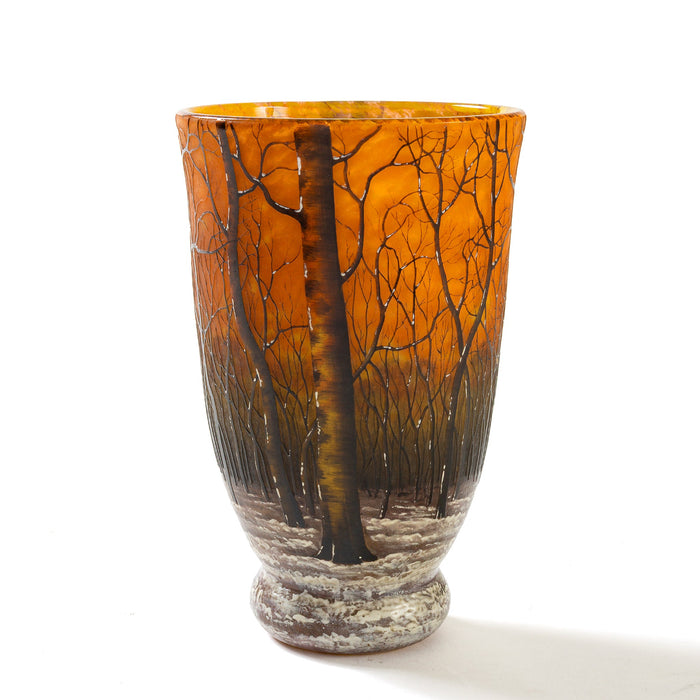 Macklowe Gallery Daum Nancy "Paysage d'hiver" Cameo Glass Vase