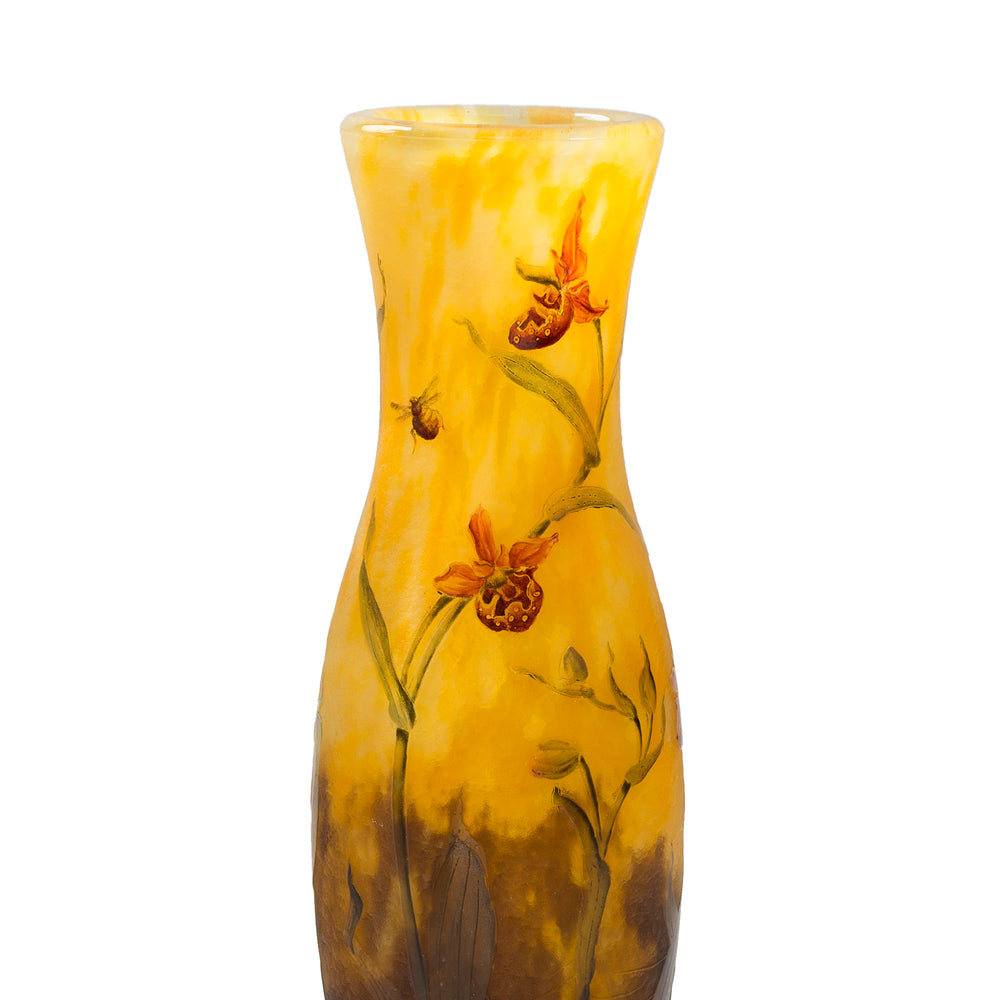 
                      
                        Daum Nancy Enameled and Etched Orchid Landscape Glass Vase
                      
                    