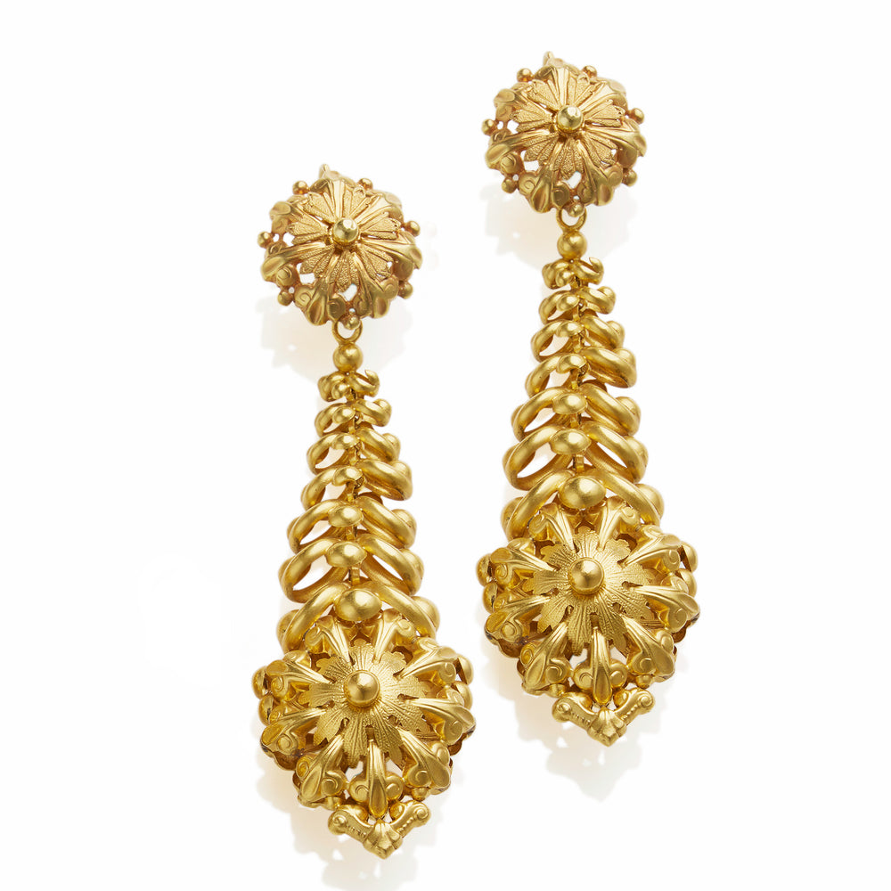 
                      
                        Macklowe Gallery Antique French "Milanos" Long Pendant Earrings
                      
                    