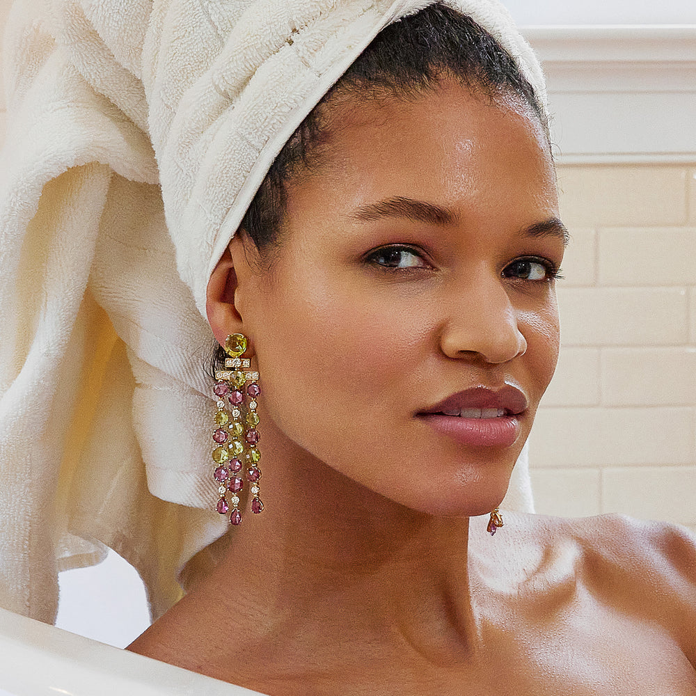 
                      
                        Macklowe Gallery Bulgari Rome Tourmaline and Peridot Cascade Pendant Earrings
                      
                    