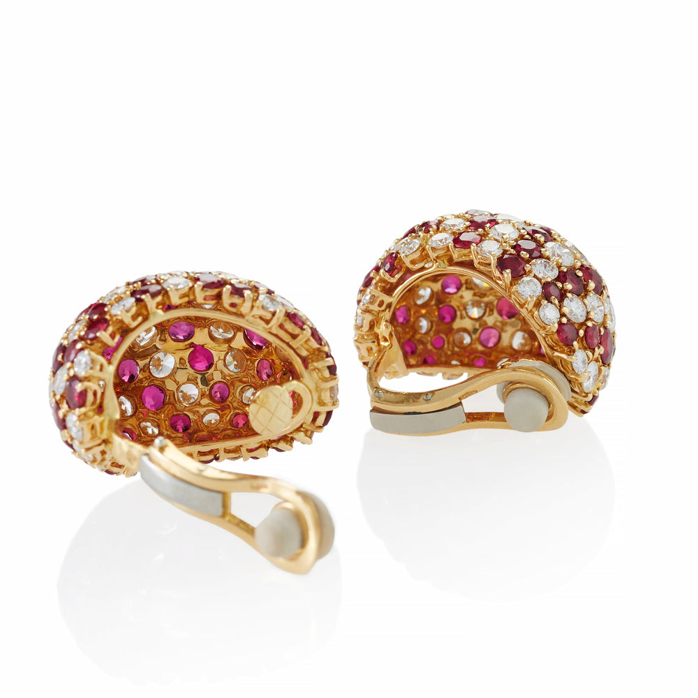 
                      
                        Macklowe Gallery Yanes Madrid Bombé Ruby and Diamond Clip Earrings
                      
                    