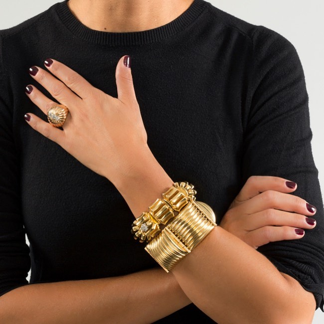 
                      
                        Macklowe Gallery Omega Gold and Diamond Concealed Bracelet Watch
                      
                    