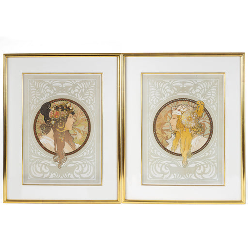 Macklowe Gallery Alphonse Mucha Pair of "Byzantine Heads" Lithographs