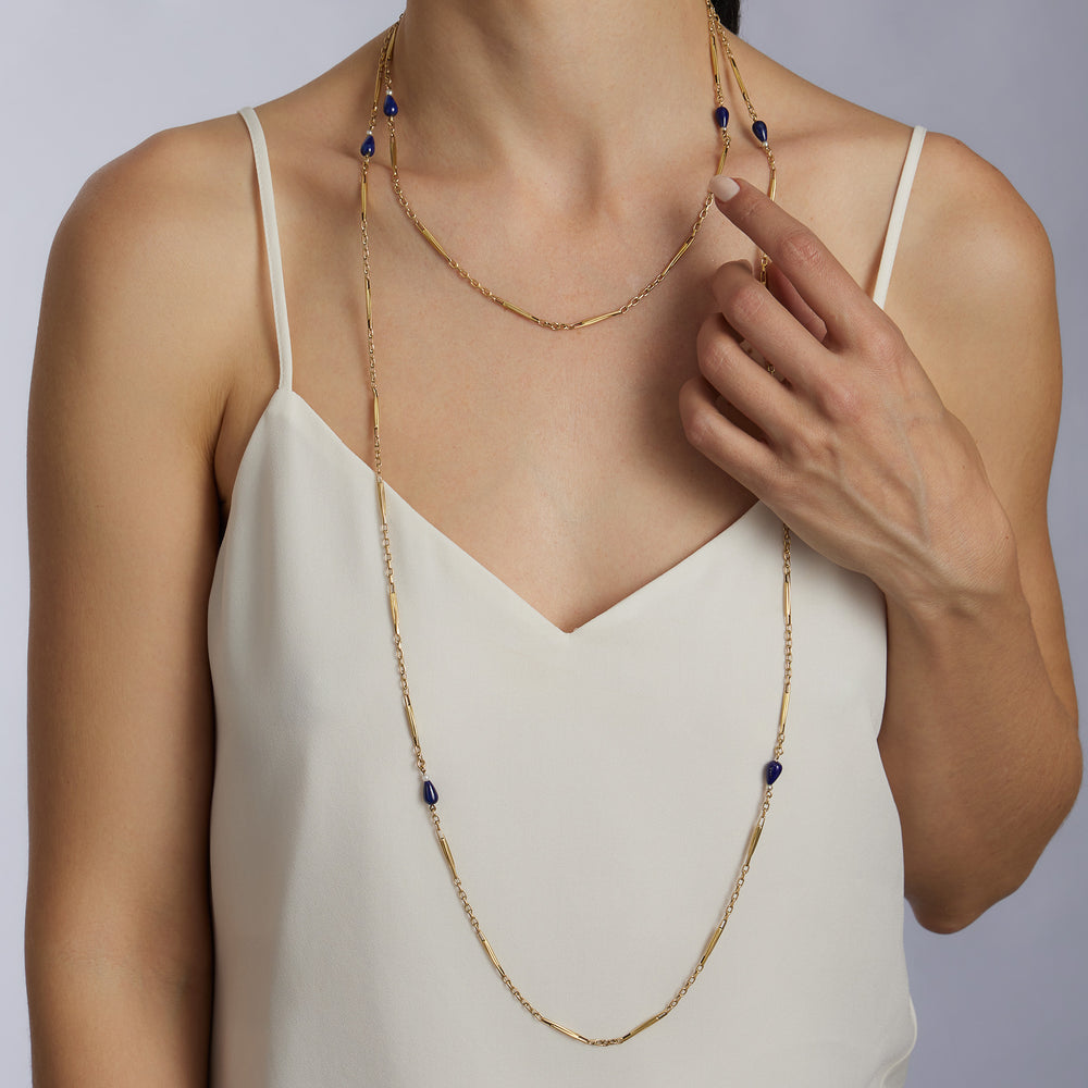 
                      
                        Macklowe Gallery French 18K Gold and Lapis Lazuli Longchain Necklace
                      
                    