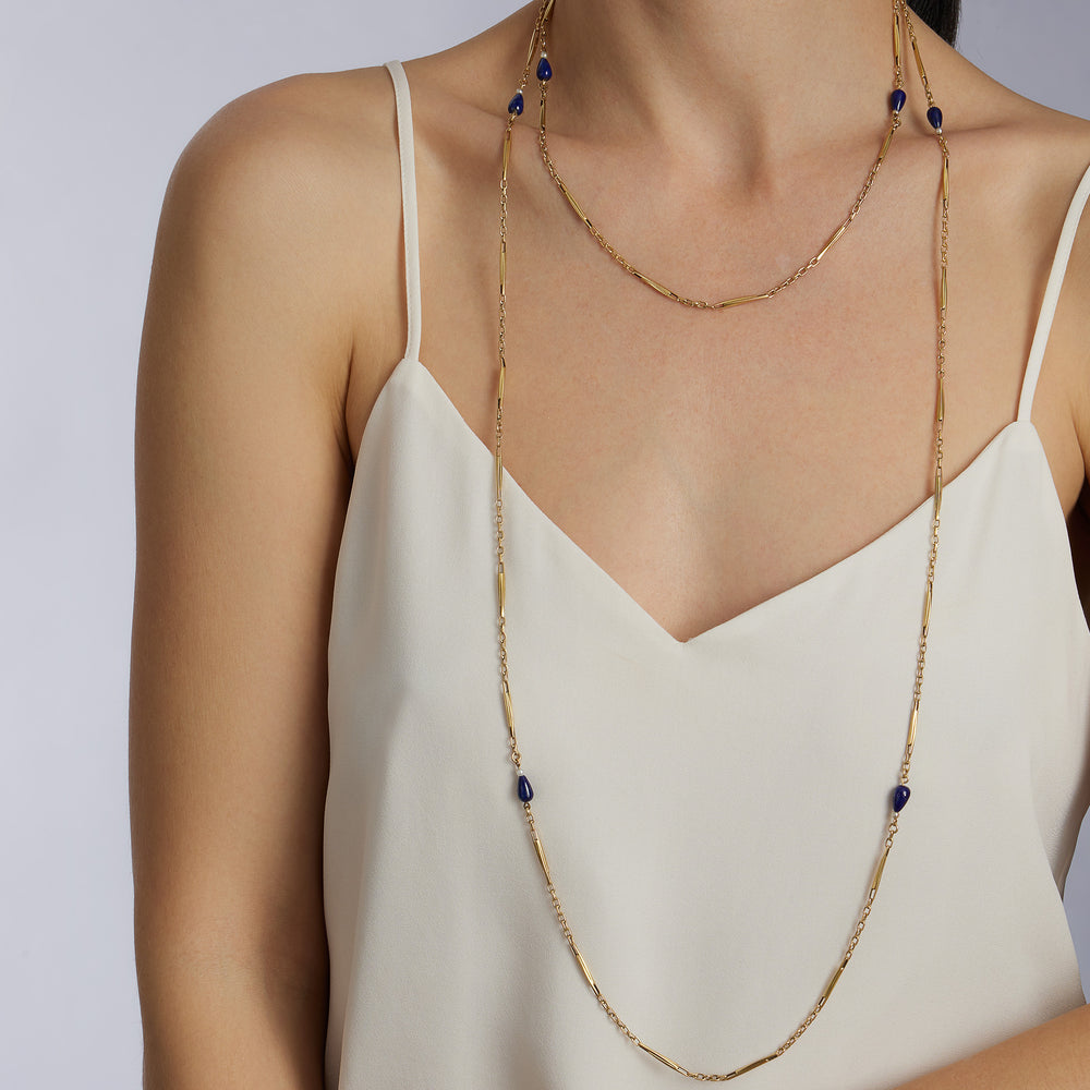 
                      
                        Macklowe Gallery French 18K Gold and Lapis Lazuli Longchain Necklace
                      
                    