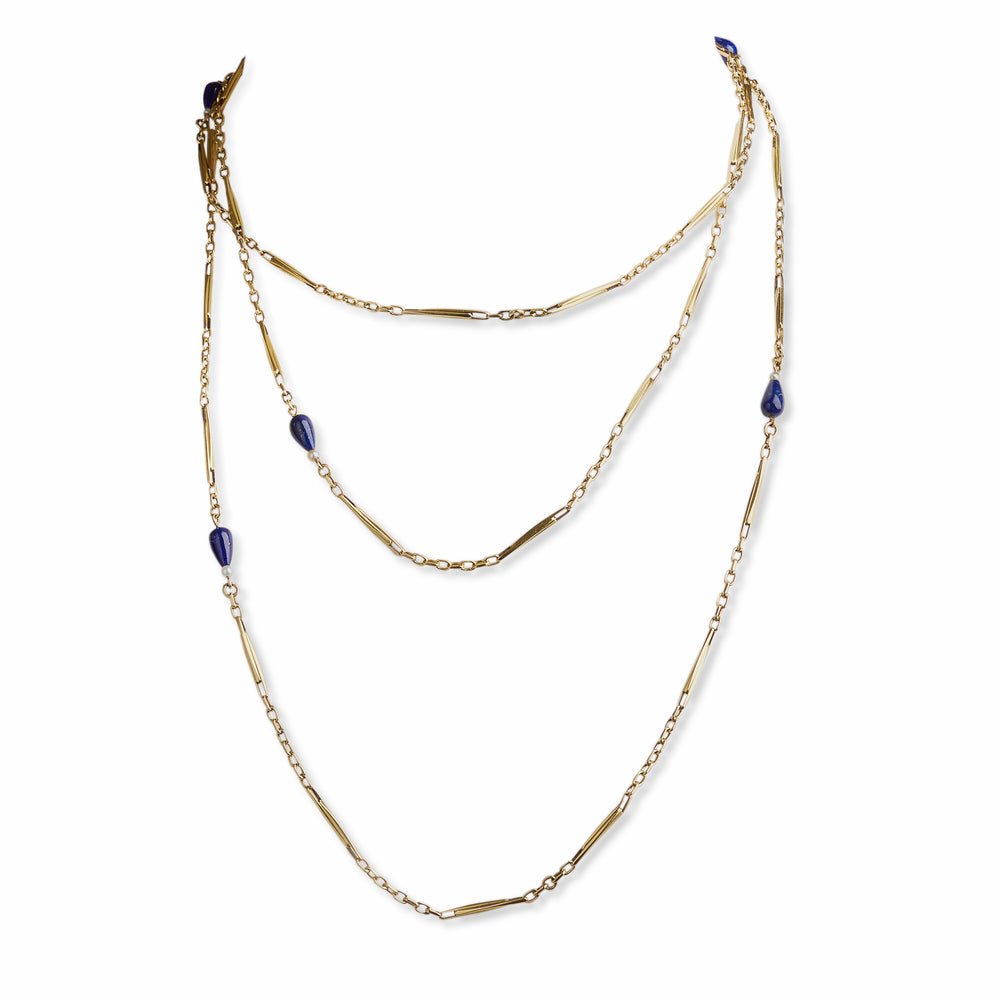 
                      
                        Macklowe Gallery French 18K Gold and Lapis Lazuli Longchain Necklace
                      
                    