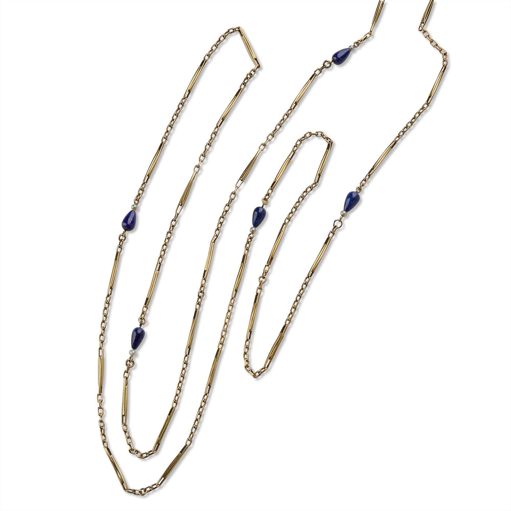 
                      
                        Macklowe Gallery French 18K Gold and Lapis Lazuli Longchain Necklace
                      
                    
