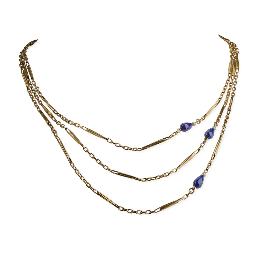 
                      
                        Macklowe Gallery French 18K Gold and Lapis Lazuli Longchain Necklace
                      
                    