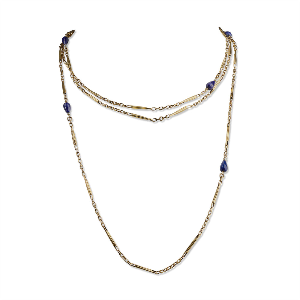 
                      
                        Macklowe Gallery French 18K Gold and Lapis Lazuli Longchain Necklace
                      
                    