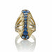 Macklowe Gallery Rare Edouard de Martilly Paris Sapphire and Enamel Lotus Flower Ring