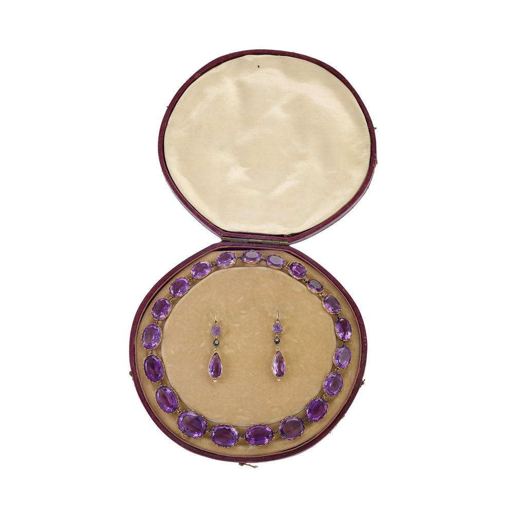 
                      
                        Macklowe Gallery Amethyst Rivière Necklace and Earrings Suite
                      
                    
