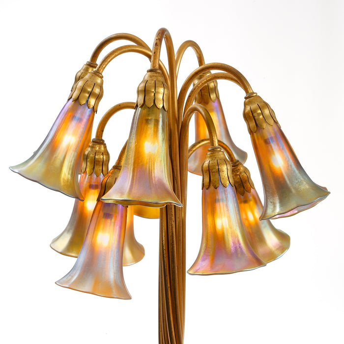 Macklowe Gallery Tiffany Studios New York "Twelve Light Lily" Gilt Bronze Floor Lamp