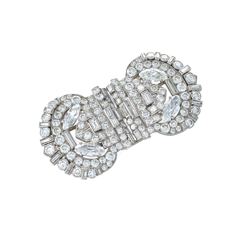 Macklowe Gallery Cartier London Indian-Inspired Diamond Double Clip Brooch