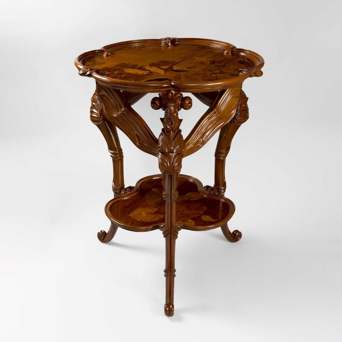 Macklowe Gallery Émile Gallé French Walnut "Libellules" Two-Tiered Table 