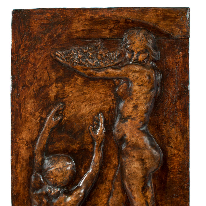 François-Rupert Carabin "Allegory of Wine" Painted Plaster Plaque