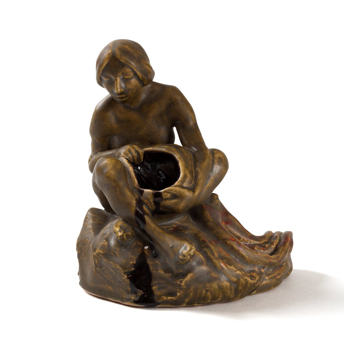 François-Rupert Carabin "Femme au Pieuvre" Glazed Ceramic Inkwell