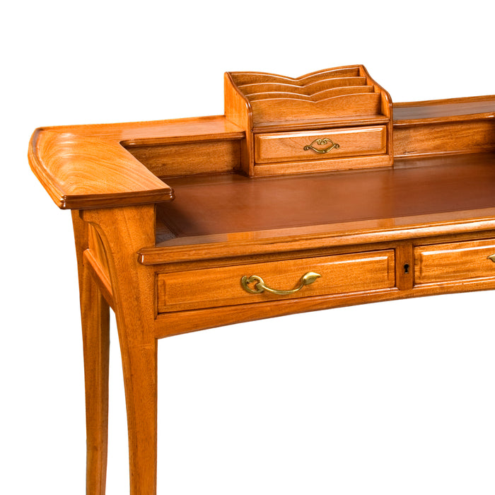 École de Nancy Mahogany and Leather Writing Desk