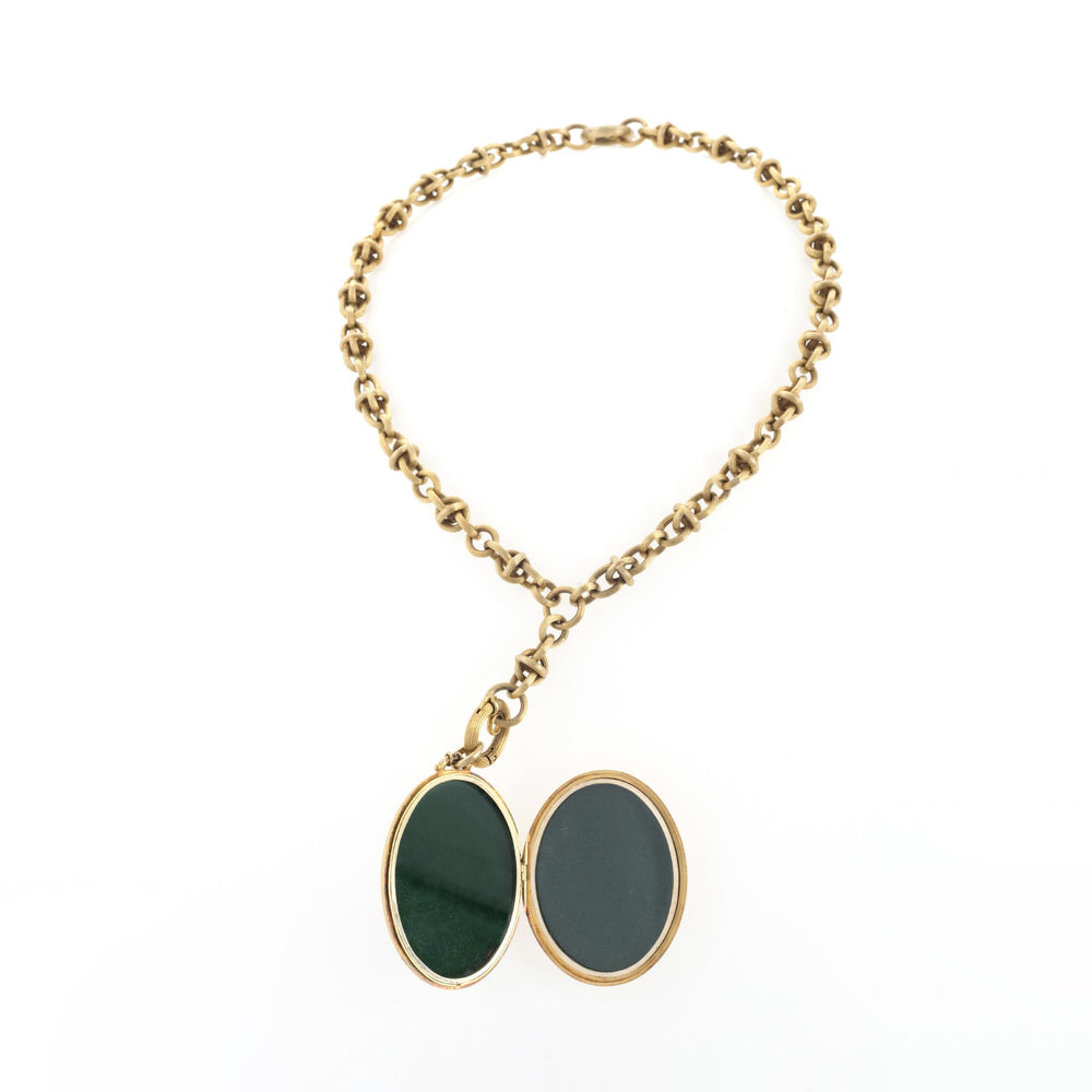 
                      
                        Macklowe Gallery Diamond and Seed Pearl Gold Locket Necklace
                      
                    