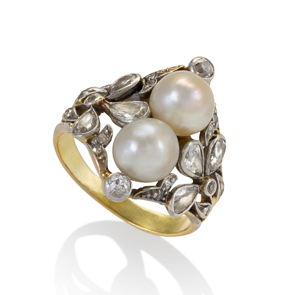 
                      
                        Macklowe Gallery Double Pearl and Diamond Ring
                      
                    