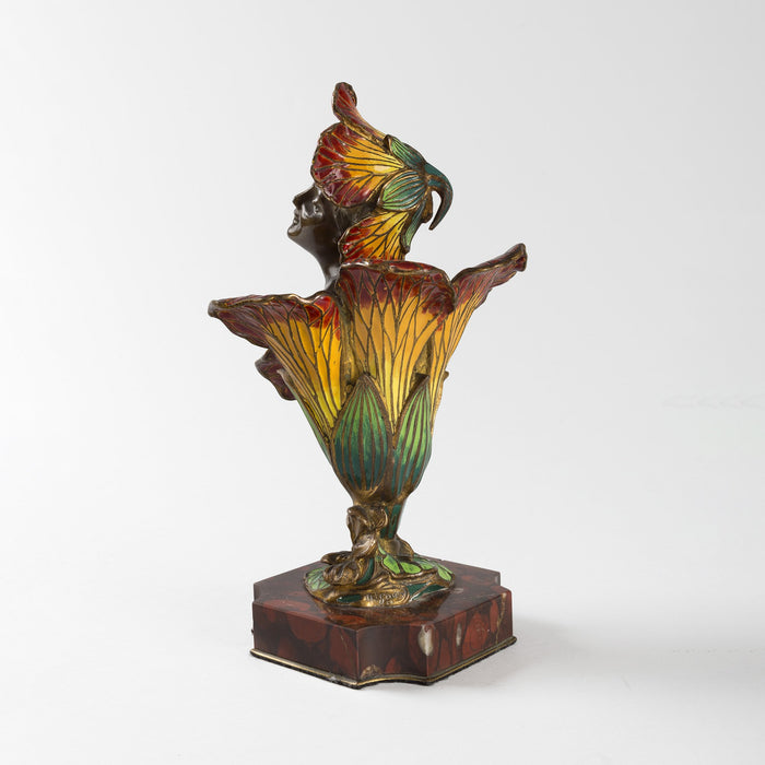 Macklowe Gallery Henri Godet Enameled Bronze "Femme Fleur" Sculpture